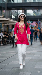 Style 1269 Short Top Designer Daily Wear Top Set 4 Pcs