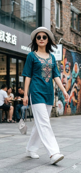 Style 1269 Short Top Designer Daily Wear Top Set 4 Pcs