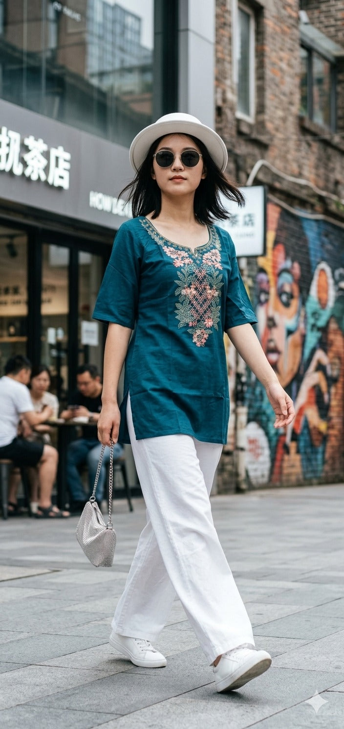 Style 1269 Short Top Designer Daily Wear Top Set 4 Pcs
