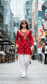 Style 9155 Reyon Kurti Pant Set Wholesale 4 Pcs Set