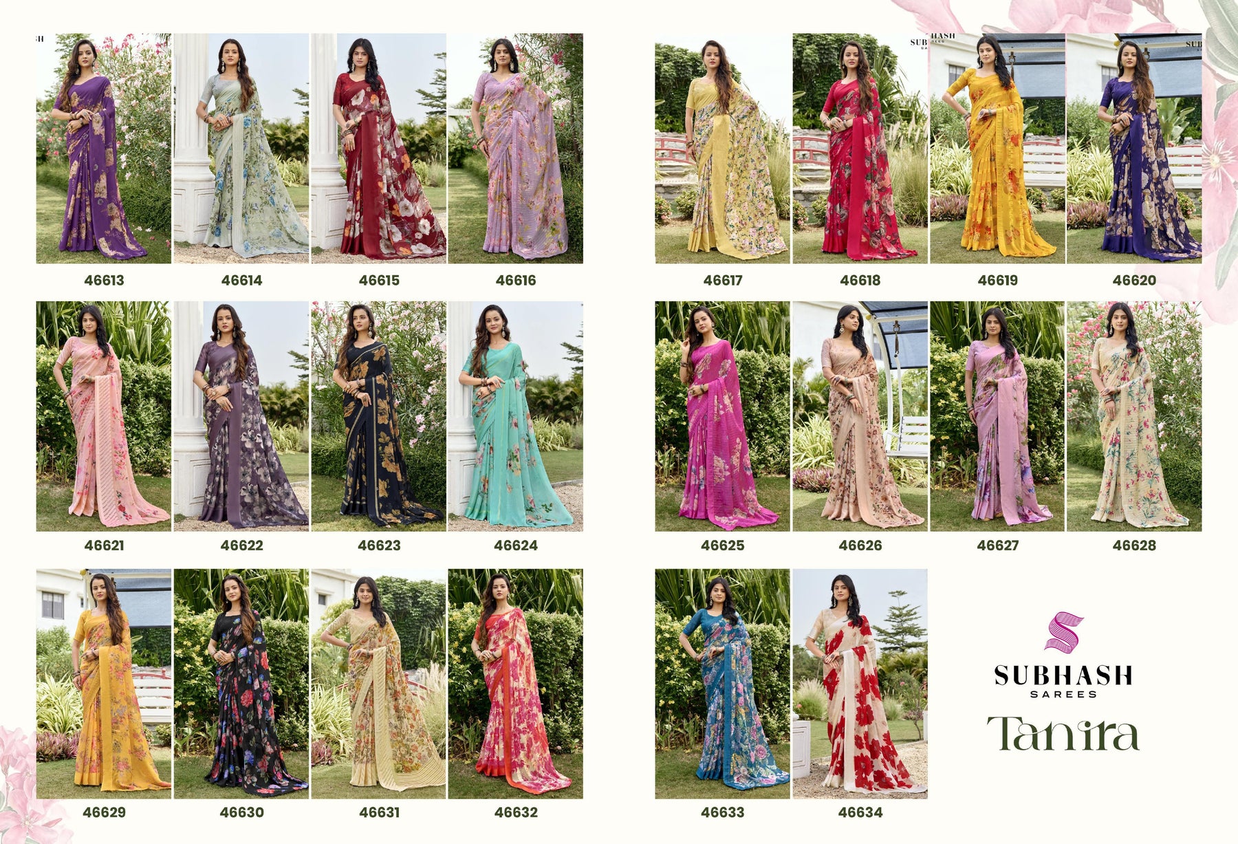 Subash Tahira Georgette Printed Saree Collection - 22 PCS Set