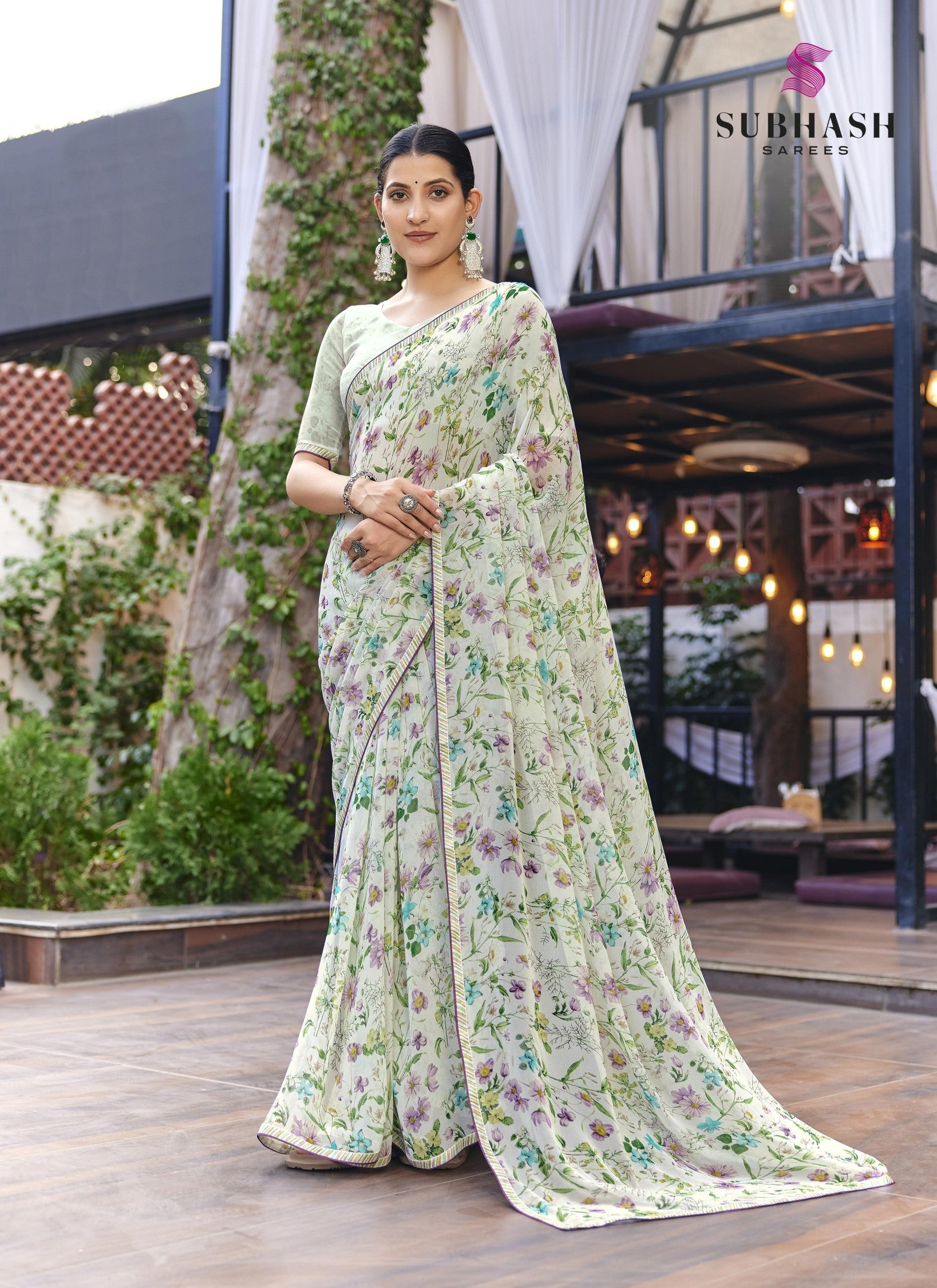 Subhash Kalyani-4 Floral Printed Georgette Saree Set