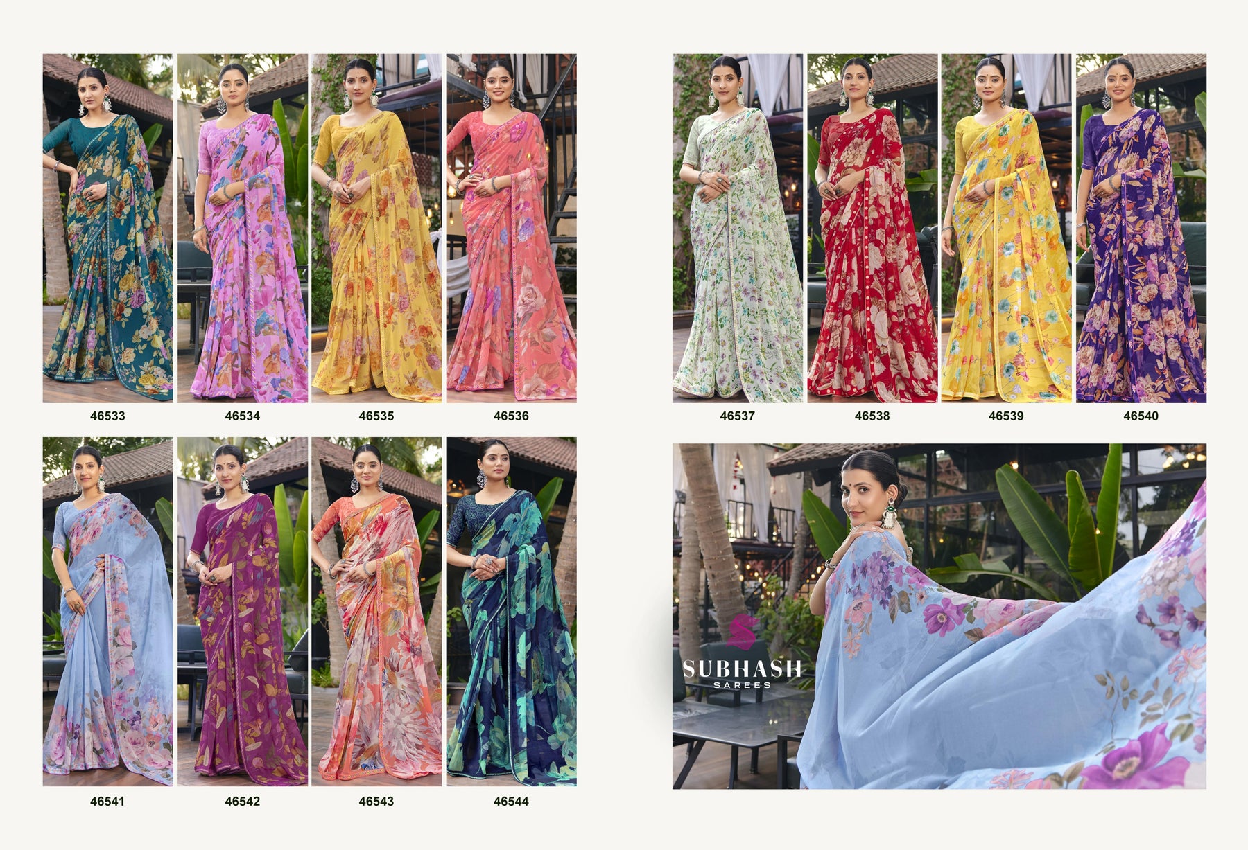 Subhash Kalyani-4 Floral Printed Georgette Saree Set