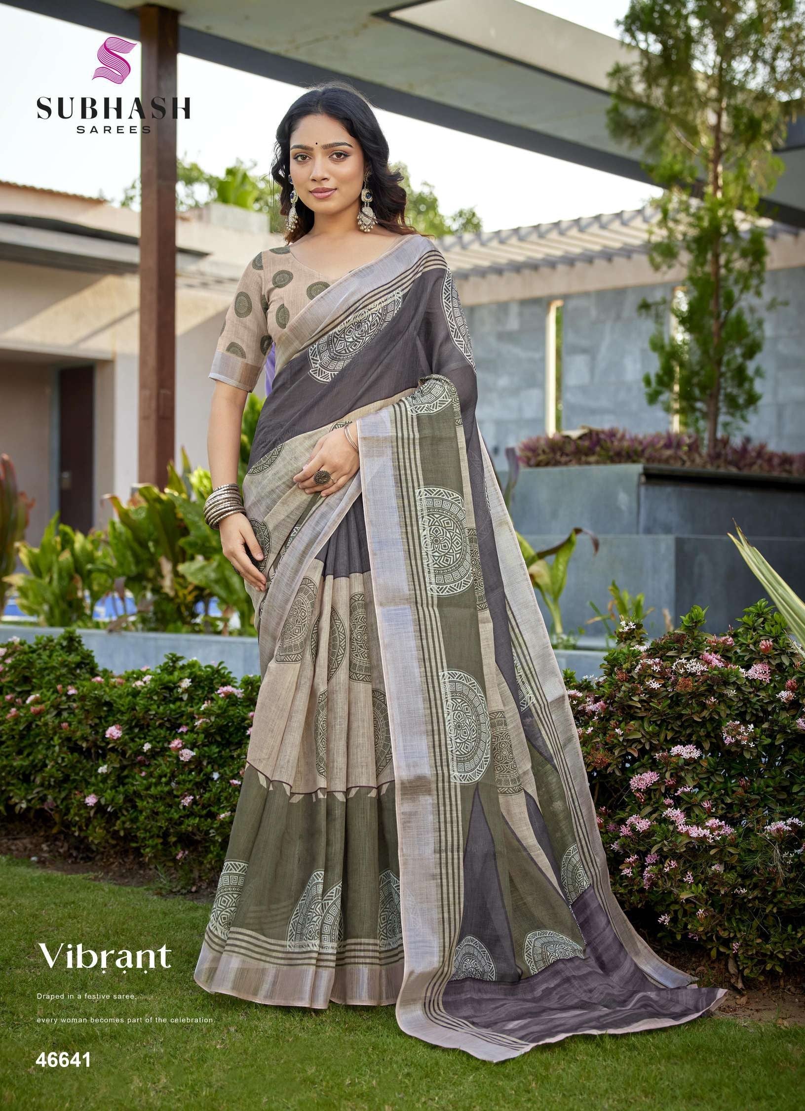 Subhash Liyana Premium Linen Digital Print Saree - 12 PCS Set