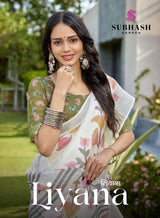 Subhash Liyana Premium Linen Digital Print Saree - 12 PCS Set