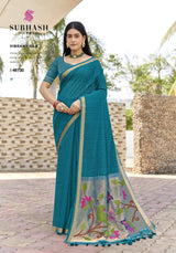 Subhash Tavira Cotton Weaving Saree - 6 PCS Set