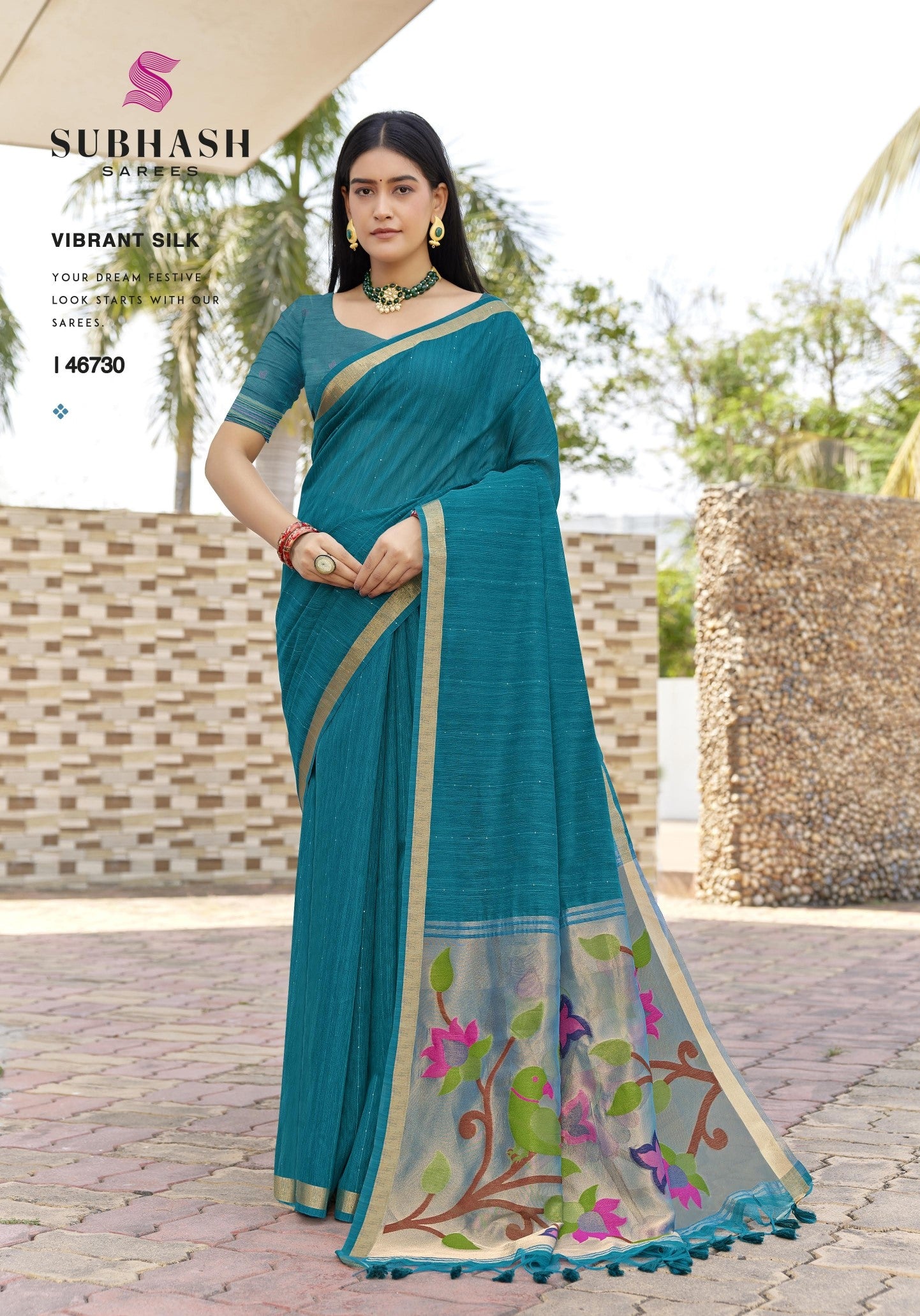 Subhash Tavira Cotton Weaving Saree - 6 PCS Set