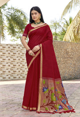 Subhash Tavira Cotton Weaving Saree - 6 PCS Set