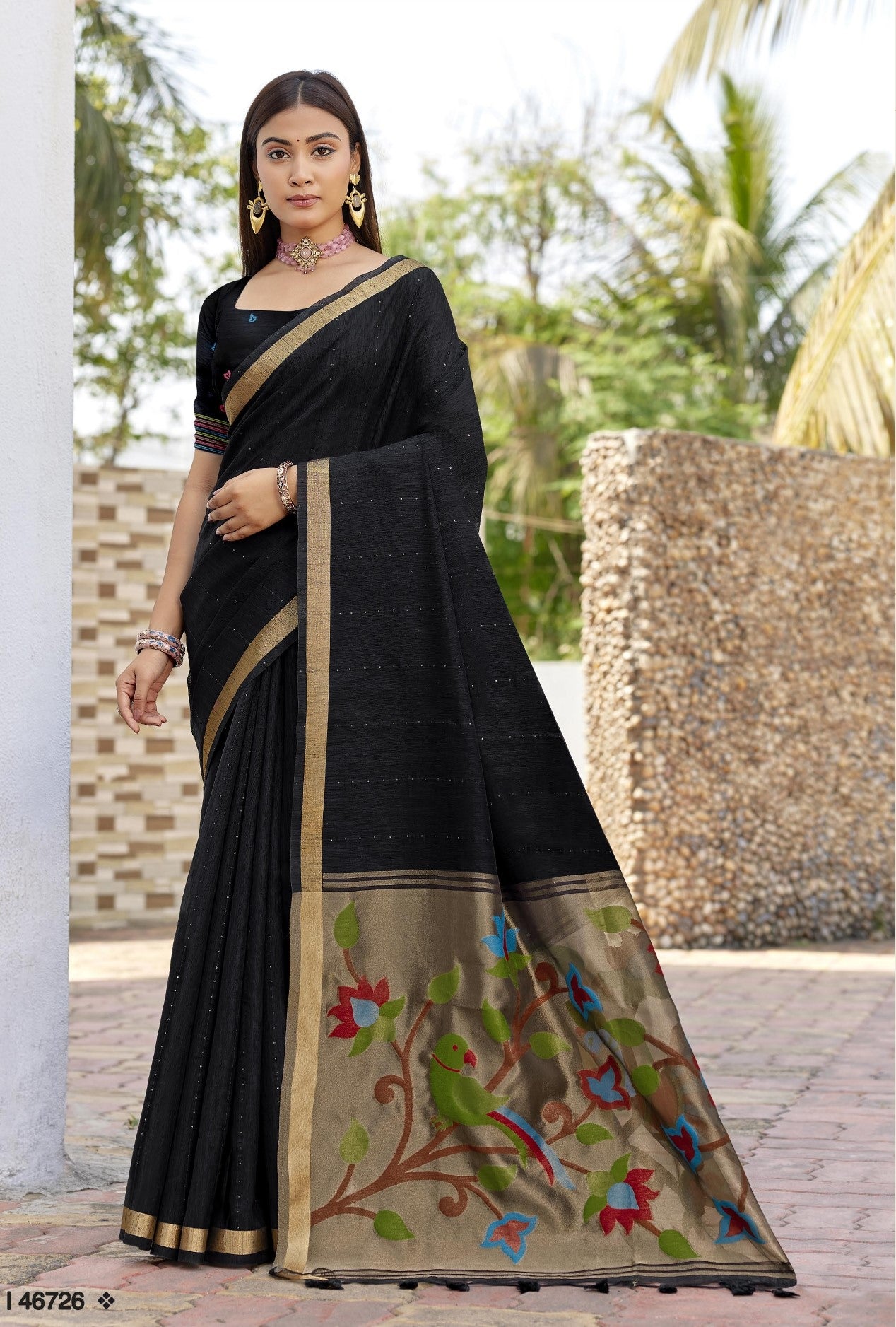 Subhash Tavira Cotton Weaving Saree - 6 PCS Set