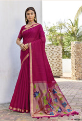 Subhash Tavira Cotton Weaving Saree - 6 PCS Set