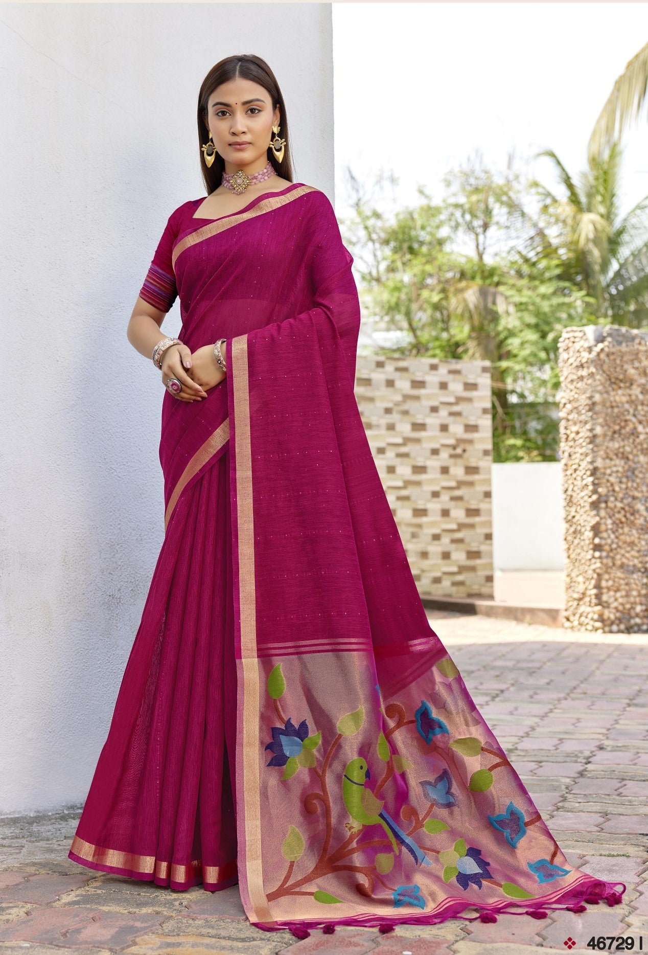 Subhash Tavira Cotton Weaving Saree - 6 PCS Set