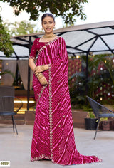 Subhash Tiyana Chiffon Saree - 7 PCS Set