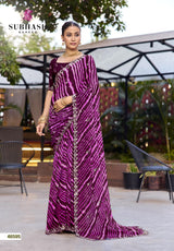 Subhash Tiyana Chiffon Saree - 7 PCS Set