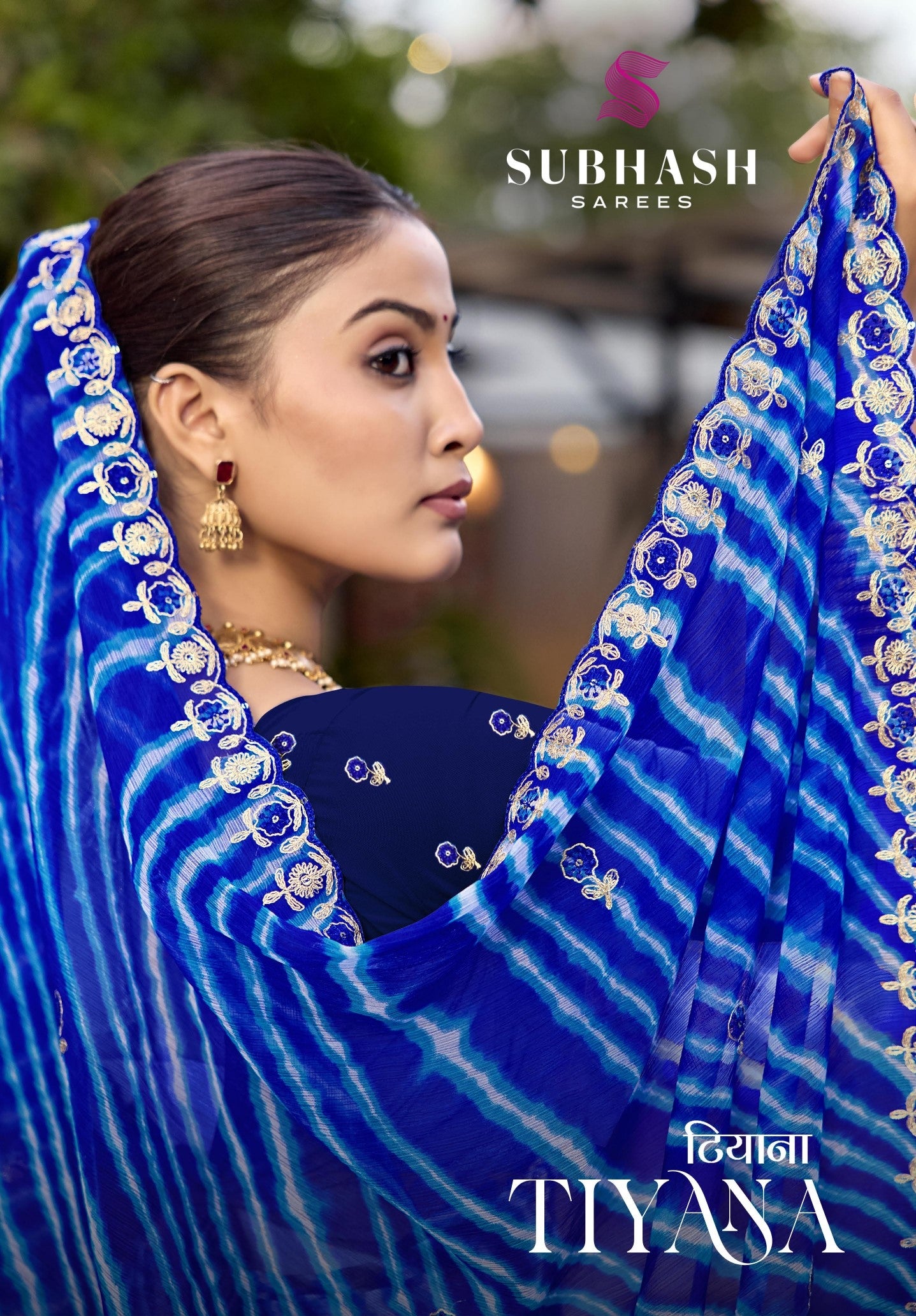 Subhash Tiyana Chiffon Saree - 7 PCS Set