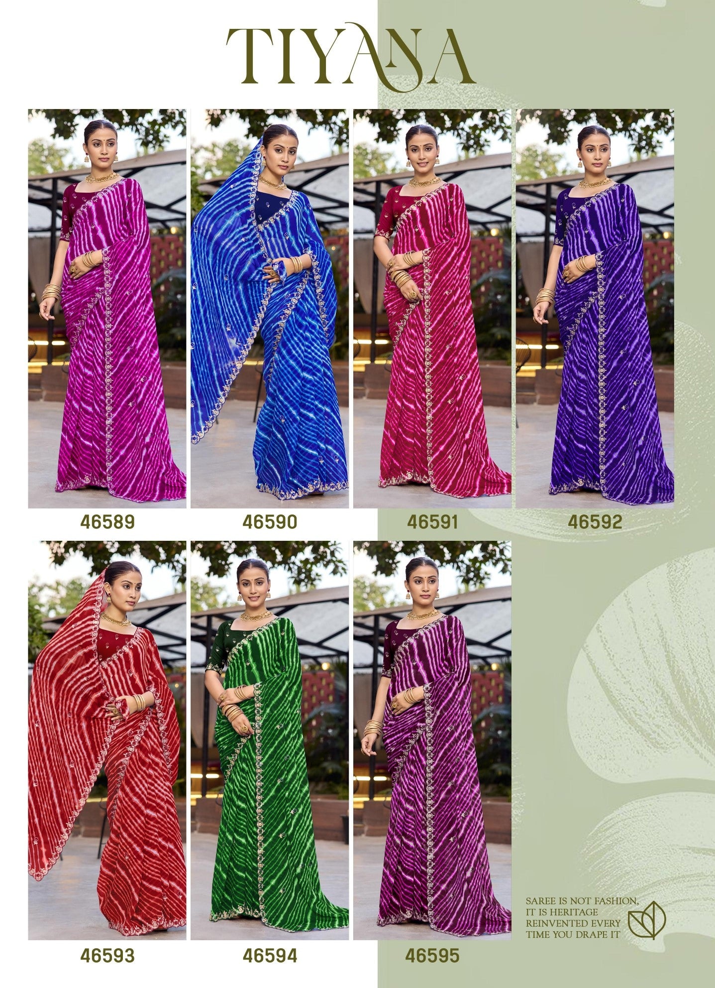 Subhash Tiyana Chiffon Saree - 7 PCS Set