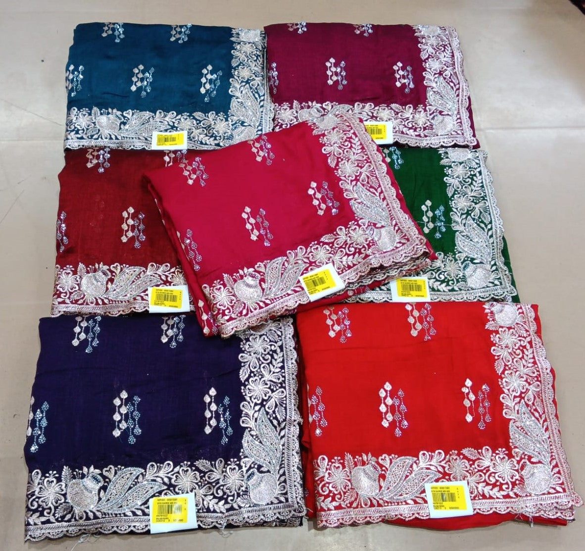 Premium Silver Embroidery Saree – Heavy Border & Fancy Booti Work -M.R. Saree Emporium