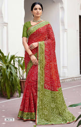 TATHASTU Vol-02 Cotton Bandhani Printed Saree with Designer Border - 6 Pcs Set
