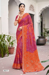 TATHASTU Vol-02 Cotton Bandhani Printed Saree with Designer Border - 6 Pcs Set