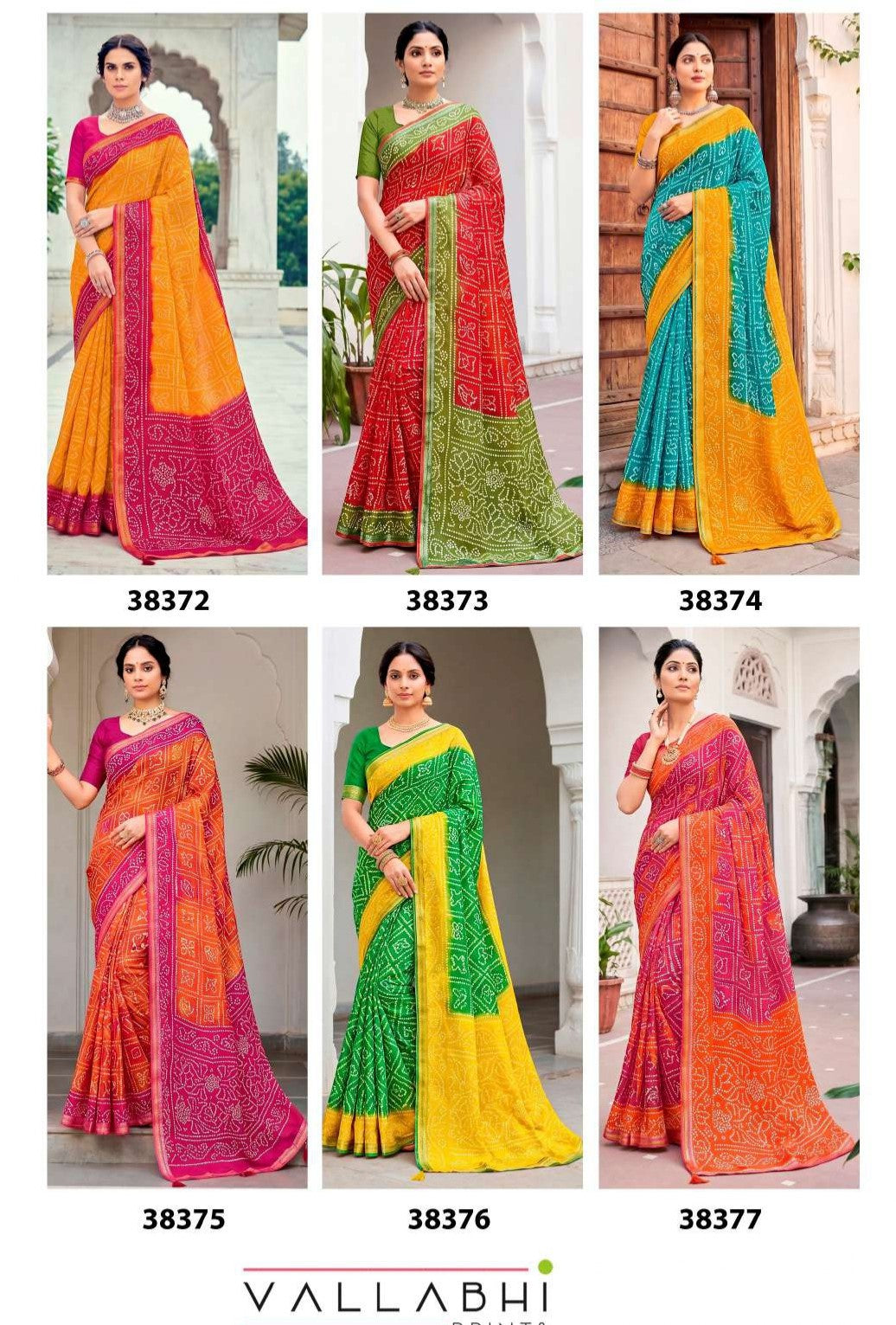 TATHASTU Vol-02 Cotton Bandhani Printed Saree with Designer Border - 6 Pcs Set