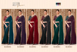 TFH Designer Saree Set - Satin Georgette Party Wear Collection - 6 pcs Set