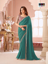 TFH Salsa Style Hits Sunshine Georgette Saree Set - Designer Party Wear Collection 6 Pcs Set
