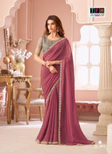 TFH Salsa Style Hits Sunshine Georgette Saree Set - Designer Party Wear Collection 6 Pcs Set