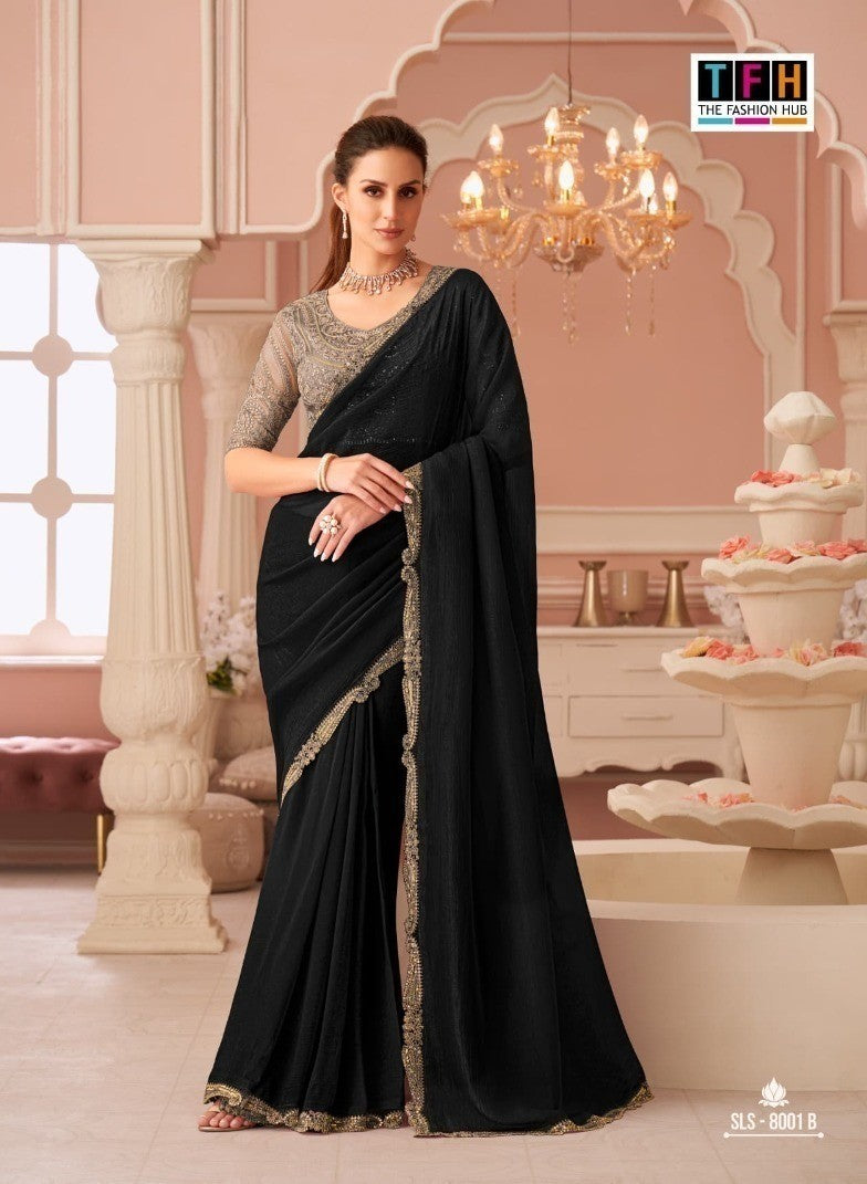 TFH Salsa Style Hits SLS-8001 Hit Design Party Wear Saree - 5 PCS Set