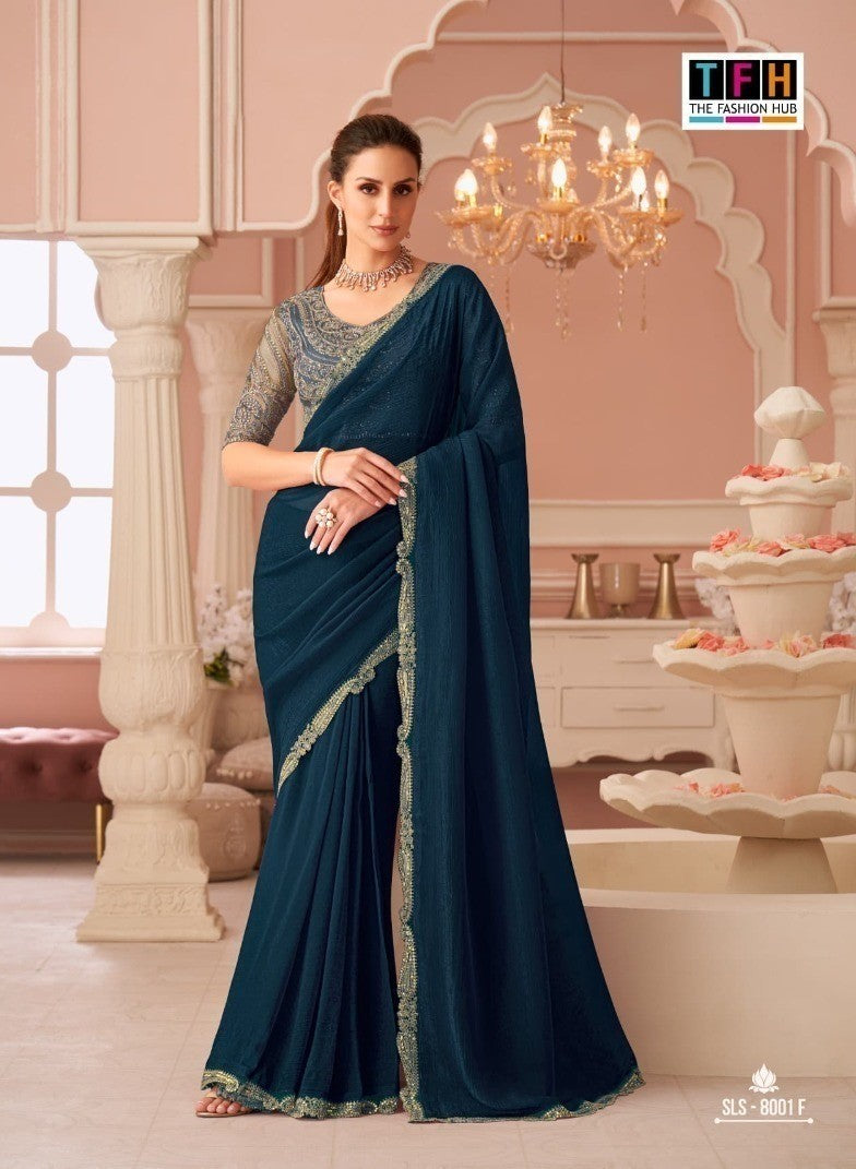 TFH Salsa Style Hits SLS-8001 Hit Design Party Wear Saree - 5 PCS Set