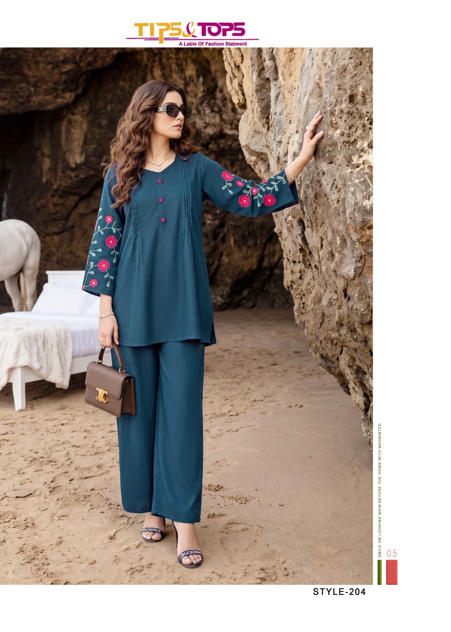 Tips & Tops Honey Cord Set - Women Rayon Co-ord Daily Wear