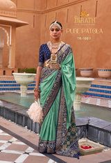 TRIRATH Pure Patola Mercerized Sigma Silk Saree (11 Pcs Set) with Gold Print & Designer Blouse