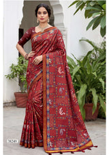 Vallabhi Bamboo Digital Print Saree 6 Pcs Set
