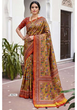 Vallabhi Bamboo Digital Print Saree 6 Pcs Set