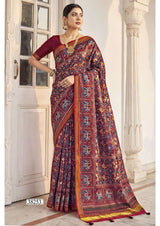 Vallabhi Bamboo Digital Print Saree 6 Pcs Set