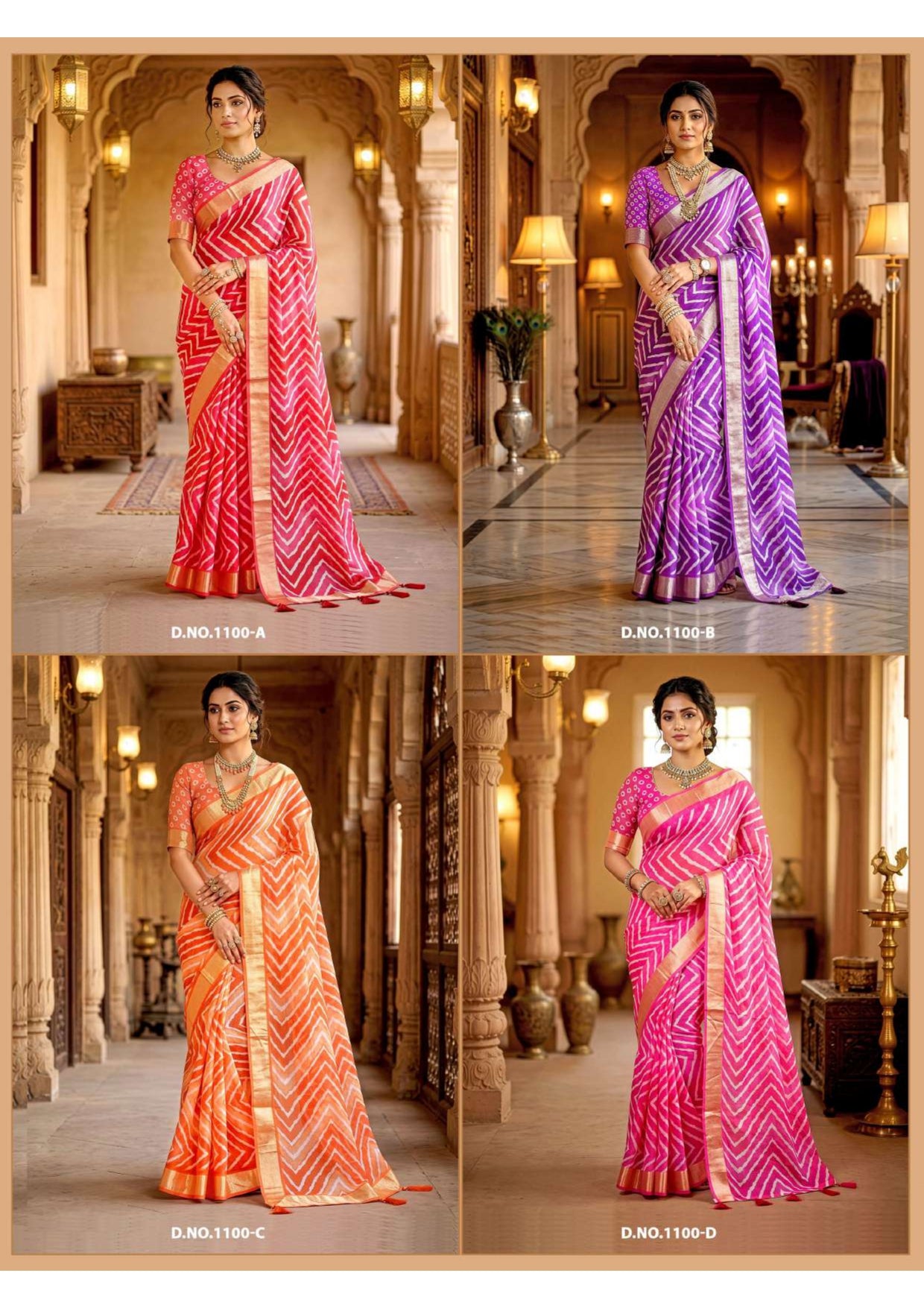 Vallabhi Qutub Minar Vol 6 Digital Saree 4 Pcs