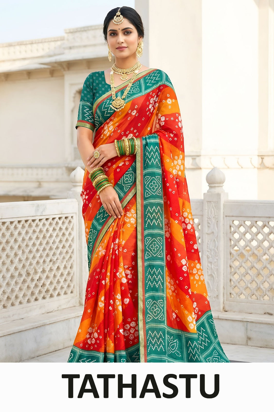 Vallabhi Print Tathastu Saree Collection - Bandhani Printed Daily Wear Saree - D.No 38091-38096 - M.R. Saree Emporium