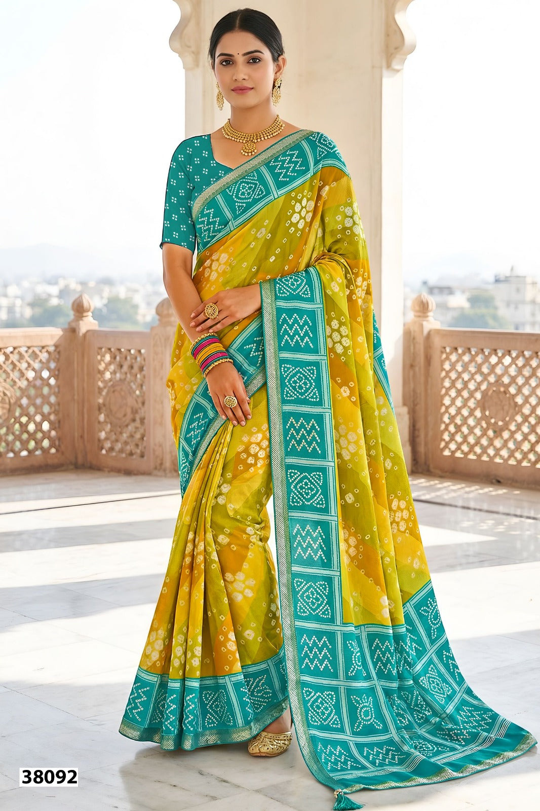 Vallabhi Print Tathastu Saree Collection - Bandhani Printed Daily Wear Saree - D.No 38091-38096 - M.R. Saree Emporium