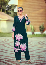 Woodee Harmeen Rayon Co-Ord Set Thread Work