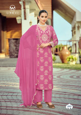 Woodee Nandini Rayon Suit Set 6 Pcs S to 3XL