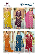 Woodee Nandini Rayon Suit Set 6 Pcs S to 3XL