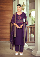 Woodee Nikhaar Rayon Straight Cut Kurti Palazzo Dupatta Set - 6 PCS Set
