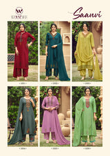 WOODEE Saanvi Rayon A-Line Kurti Pant Dupatta Set - Embroidered 3 Piece Suit