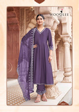 Wooglee Mirza Viscose Weaving Hand & Thread Work 4-Piece Suit Set