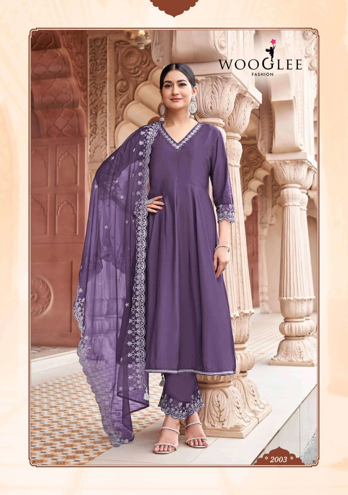 Wooglee Mirza Viscose Weaving Hand & Thread Work 4-Piece Suit Set