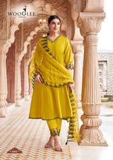 Wooglee Mirza Viscose Weaving Hand & Thread Work 4-Piece Suit Set