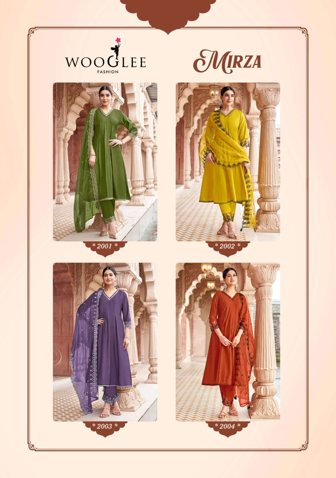 Wooglee Mirza Viscose Weaving Hand & Thread Work 4-Piece Suit Set