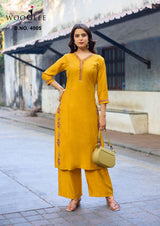 Rahima Viscose Weaving Kurti Set - Thread & Handwork Designer Kurti with Bottom - M.R. Saree Emporium