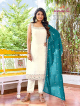 Zulfat Spaghetti Vichitra Silk Designer Suit Set - 4 PCS Set