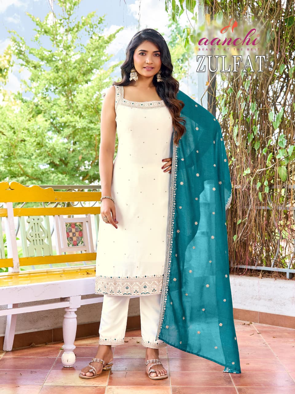 Zulfat Spaghetti Vichitra Silk Designer Suit Set - 4 PCS Set