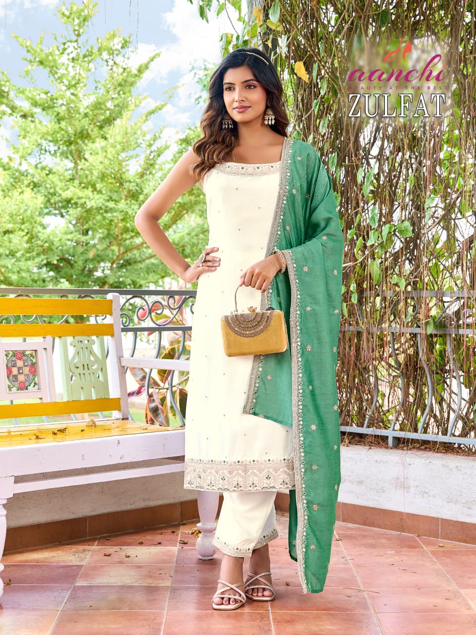 Zulfat Spaghetti Vichitra Silk Designer Suit Set - 4 PCS Set