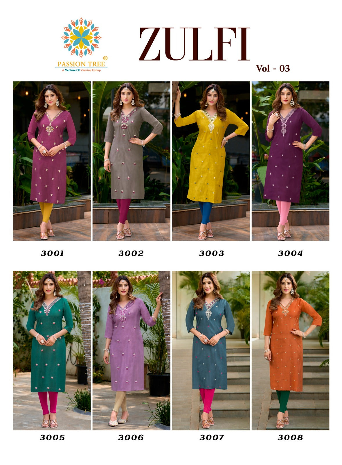 Zulfi Vol. 3 Women's Heavy Vetican Embroidered Straight Kurti